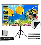 Projector Screen with Stand 100 inch,Indoor Outdoor Projection Screen with Black Backing,16:9 HD ...