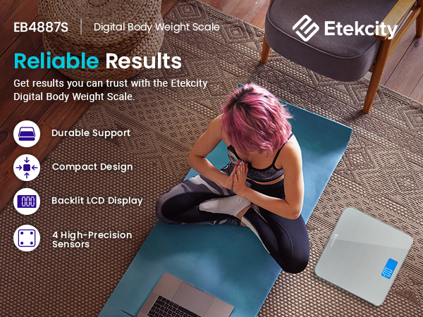 Etekcity Digital Body Weight Bathroom Scale with Body Tape Measure and Round Corner Design