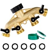 Dalmbox Garden Hose Splitter 4 Way, Water Hose Splitter, 3/4" Heavy-Duty Brass Garden Hose Splitt...
