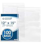 Spartan Industrial - 12" X 15" (100 Count) 2 Mil Clear Reclosable Zip Plastic Poly Bags with Rese...