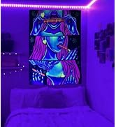 Jhdstore Blacklight Trippy Tapestry Weed Accessories Gifts Wall Tapestry for Bedroom Aesthetic Tr...