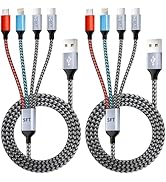 Dual Type-C Ports USB Multi Charging Cable Cord, 4 in 1 Charging Cables for Multiple Devices, Mul...