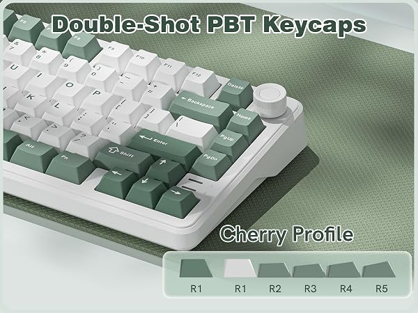 Keyporia L75 mechanical keyboard with double-shot PBT keycaps and Cherry profile.