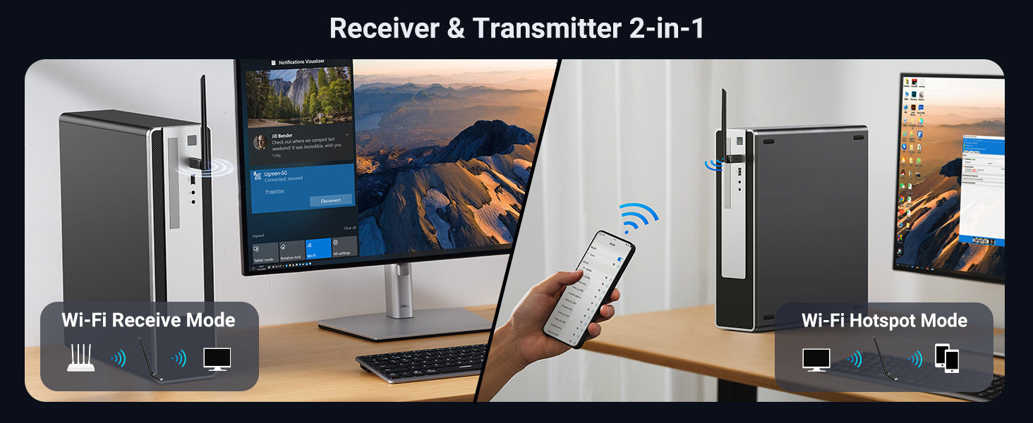 wifi adapter computer network adapter high gain dual antennas wifi to ethernet gaming 5GHz 2.4GHz