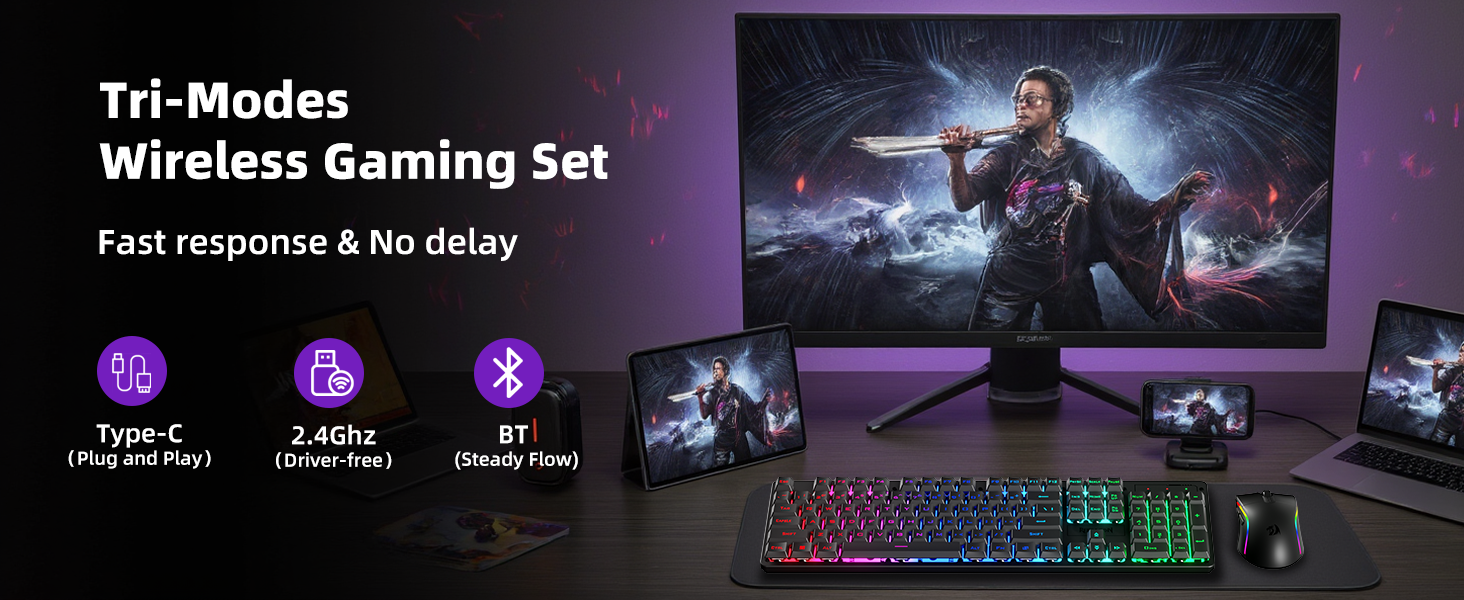 Wireless Gaming Keyboard and Mouse
