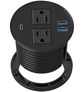 Kungfuking Desktop Power Grommet with PD 20W USB C,Recessed Power Outlets with 2 AC Plugs and 3 U...