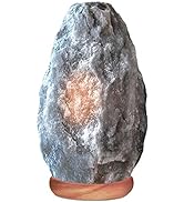 Himalayan Glow Natural Grey Salt Lamp,Night Light,Hand Carved Crystal Salt Lamp with Neem Wooden ...
