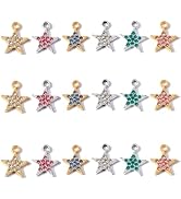 stino Mixed Color Paired Rhinestone Charms for Jewelry Making, Silver &amp; Gold Metal Charms for Ear...