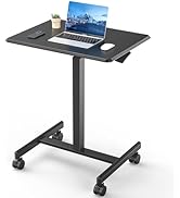 NEWBULIG Small Standing Desk, Sit Stand Mobile Desks Portable Rolling Laptop PC Work Table with W...