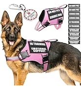 MOOGROU Service Dog Vest Harness+ID Tag+10 Patches,Metal Serivce Dog Tag&amp;Reflective Emotional Sup...