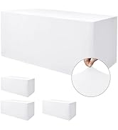 Nasitos White Fitted Table Covers Stretch Spandex - 72 x 30 Inch - 4 Pack Rectangle Table Clothes...