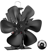 Large Wood Stove Fan with Therometer, 6 Blades Heat Powered Fireplace Burner Fan with 50% More Ho...