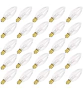 SUNSGNE 25 Pack Candle Light Bulbs, C26 Crystal Clear Torpedo Candelabra Light Bulbs for Chandeli...
