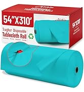 Plastic Table Cloth, 310 Ft X 54 in Disposable Tablecloth Light Blue Tablecloth Premium PEVA Plas...