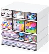 FODIENS Desk Storage Organizer with 9 Drawers, 4 Tiers Stackable Desktop Craft Storage Drawers, C...