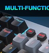 Mechanical Gaming Keyboard, RGB Backlit 104 Keys Full Size Keyboard with Multimedia Knob, Double ...