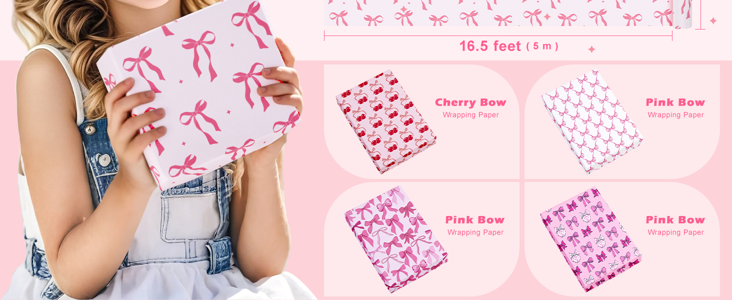 WRAPAHOLIC Pink Bow Wrapping Paper