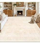 8x10 Area Rugs for Living Room: Vintage Boho Neutral Washable Rug Indoor Soft Large Area Rug Carp...