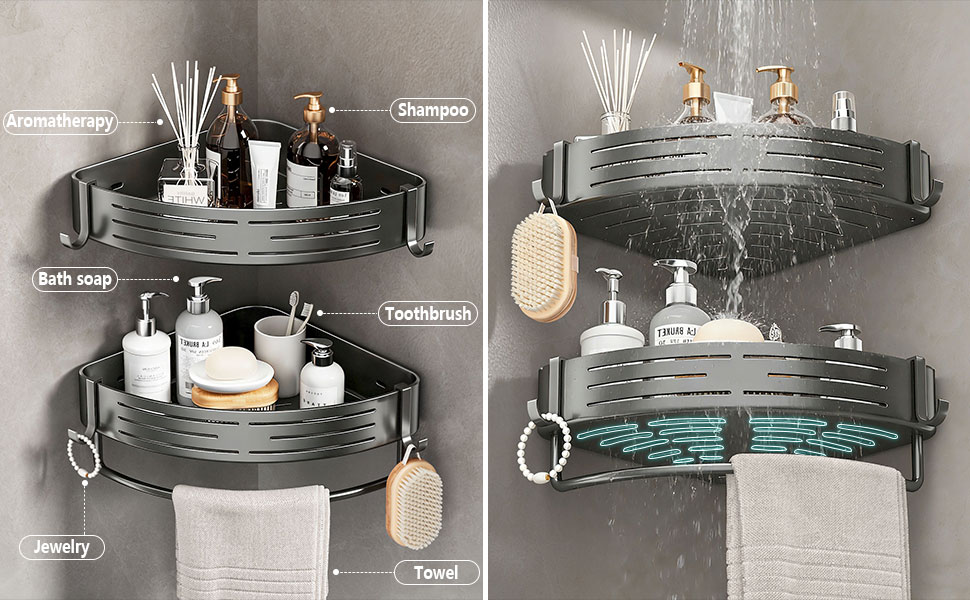 corner shower shelves