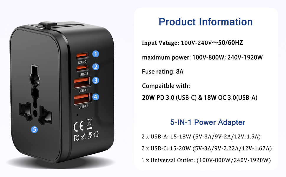 Universal Travel Adapter Worldwide