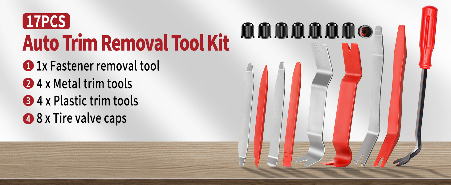 AutoTrim Removal Tool Kit Metal Pry Tool Auto Fastener Remover Pry Bar Set Trim Remover Kits