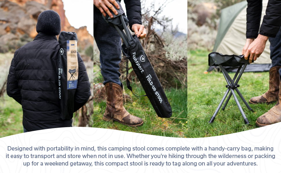 stansport, camp stool, camping chair, backpacking chair, light weight, compact, carry bag, hiking