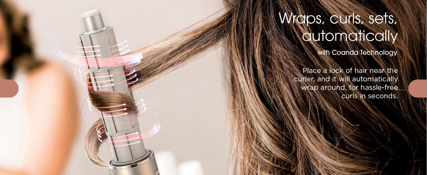 Wraps, curls, sets, automatically Place a lock of hair near the curler, and it will automatically