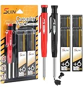 SUIN Mechanical Carpenter Pencil Set with Built-in Sharpener, 2.8mm Deep Hole Marker, for Woodwor...