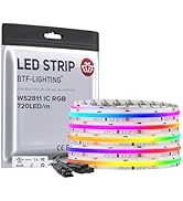 BTF-LIGHTING WS2811 Smart IC RGB FCOB COB LED Strip, UL Listed 720LEDs/m High Density Color Chasi...