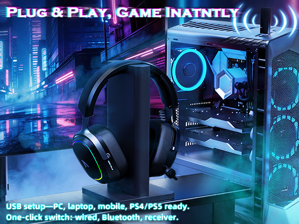 ATTACK SHARK G800 Wireless RGB Gaming Headset