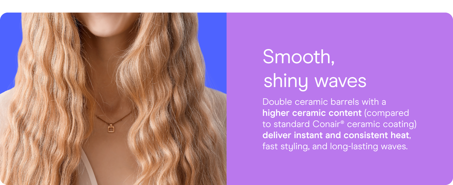 Conair double ceramic curling iron hair barrel styling heat dual voltage wave wand triple three