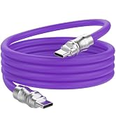 IYUANEPRO USB C to USB C Silicone Cable 1.6FT, Ultra Flexible &amp; Soft USB Type C 100W Fast Chargin...