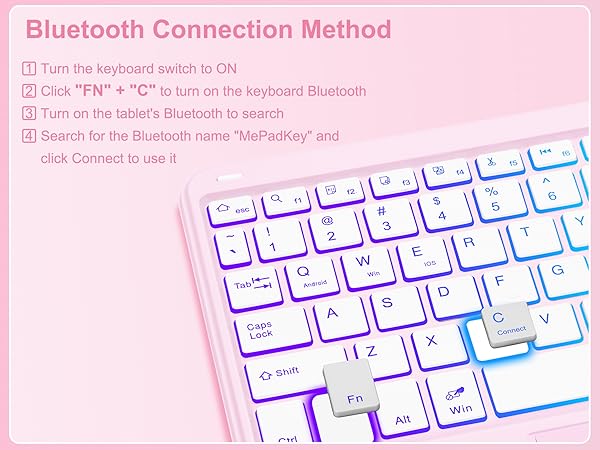 iPad 10th Gen Rotating Keyboard Case - Pink-2-1