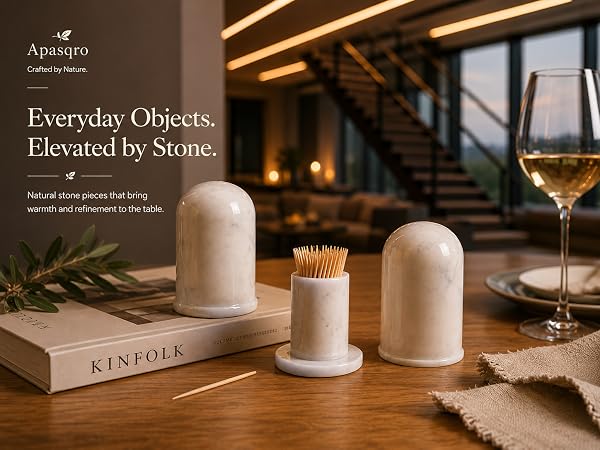 White Carrara Marble Toothpick Holder with Lid