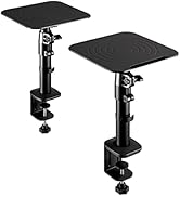 WALI Studio Monitor and Speaker Stand, Clamp-on Desktop Stand Set of 2, Height Adjustable Univers...