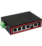 CERRXIAN Industrial 5 Port Ethernet Switch DIN-Rail, 10/100M Network Switch Support IEEE802.3 - T...