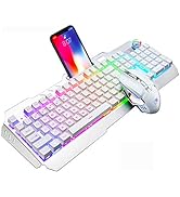 Wireless Gaming Keyboard and Mouse,16 Kinds RGB LED Backlit Rechargeable Keyboard Mouse with 4800...