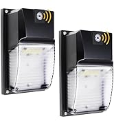 HiBay 2-Pack 18W Dusk to Dawn LED Wall Pack Lights, 5000K 1980LM eqv. 60-100W HPS/HID, IP65 Outdo...