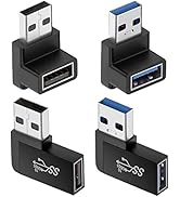 Jadebones 90 Degree USB 3.0 Adapter (4 Pack), Vertical Up and Down Angle, Horizontal Left and Rig...