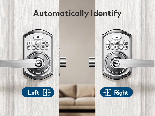 Automatically detects left- or right-handed doors