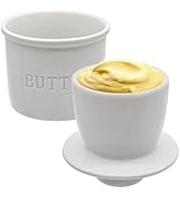 MKYHBOO Ceramic Butter Crock, Airtight Butter Crock With Lid for Countertop, Round French Butter ...