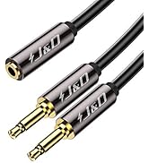 J&amp;D 3.5mm 1/8 inch TRS Female to 2 X 3.5mm 1/8 inch TS Male Stereo Audio Cable, Gold Plated Coppe...