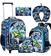 CCJPX 5Pcs Kids Luggage for Boys, Truck Rolling Travel Carry on Suitcase for Toddler Children wit...