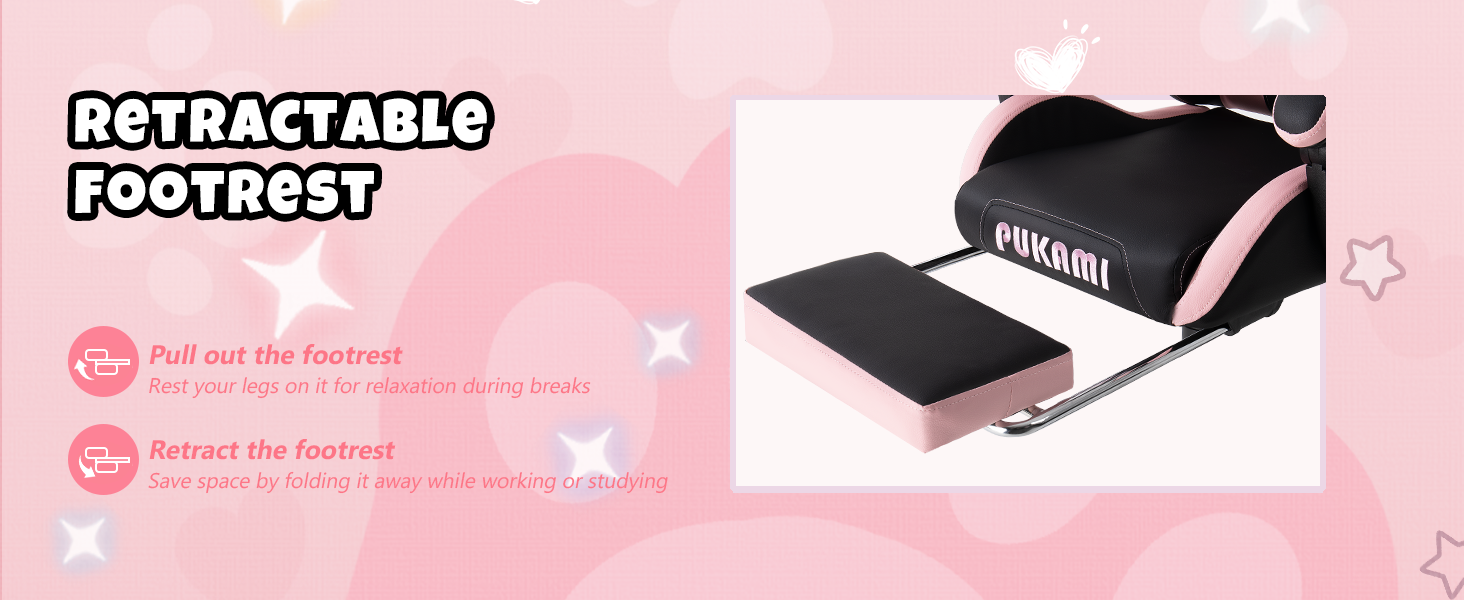 Gaming Chair with Cat Ears and Cat Paw Lumbar Cushion, Cute Ergonomic Gaming Computer Desk Chair