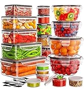 JSCARES 40 PCS Food Storage Containers with Lids Airtight (20 Lids &amp;20 Containers) - Leakproof Me...
