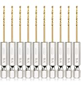 COMOWARE Titanium Twist Drill Bit Set - 10 Pcs 1/16" Hex Shank High Speed Steel for Wood Plastic ...