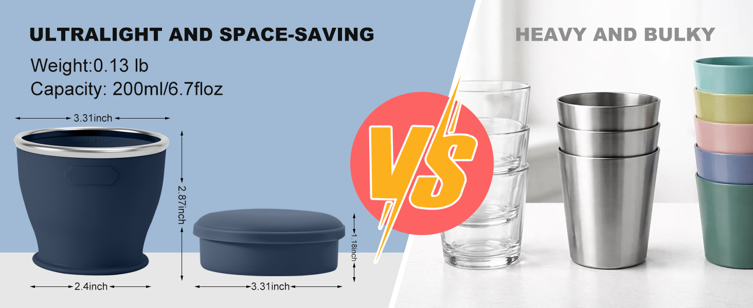 ultralight and space-saving design compared to normal bulky cups