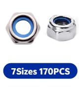 matell Metric Lock Nut Assortment Kit Perfect for Lock Washers,304 Stainless Steel 170PCS Nylon I...