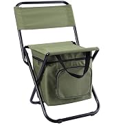 Huazzzyi Foldable Fishing Chair with Cooler Bag, Compact Fishing Stool, Portable Backrest Stool w...