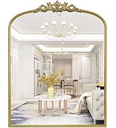 WallBeyond Gold Vintage Mirror for Vanity 28x36 Inch, Gold Antique Mirror with Ornate Frame, Arch...